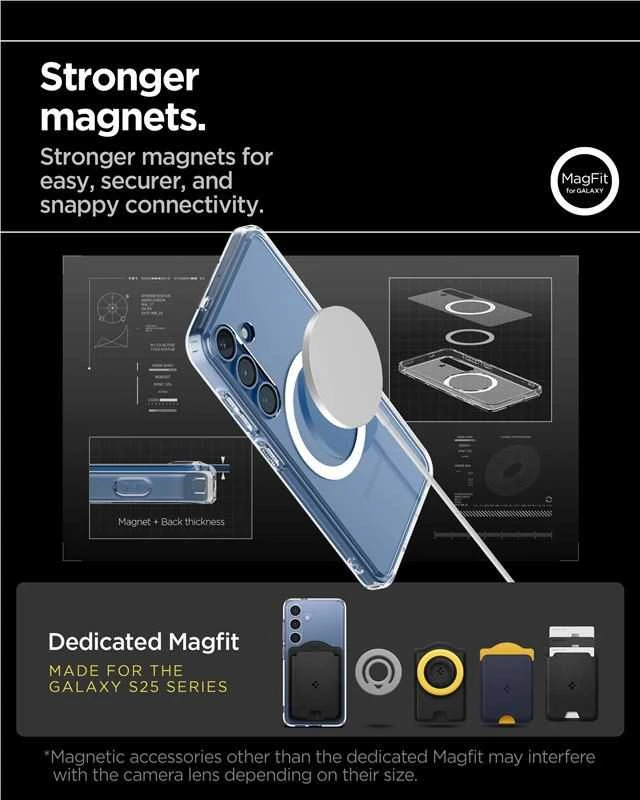 Spigen Ultra Hybrid Mag MagSafe – dėklas skirtas Samsung Galaxy S25+ Clear / Baltas