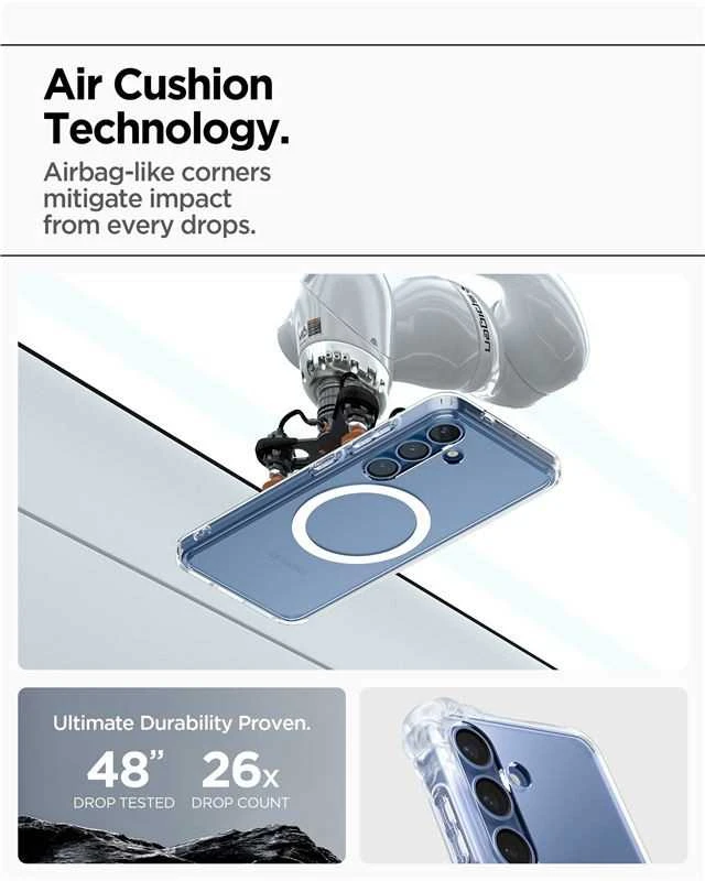 Spigen Ultra Hybrid Mag MagSafe – dėklas skirtas Samsung Galaxy S25+ Clear / Baltas