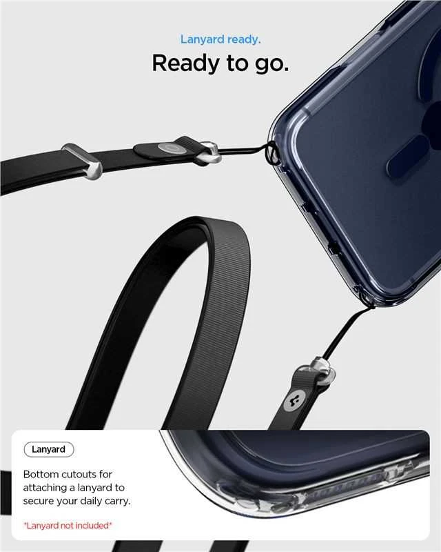 Dėklas „Spigen Ultra Hybrid MagSafe“, skaidrus, tamsiai mėlynas - iPhone 17 Pro