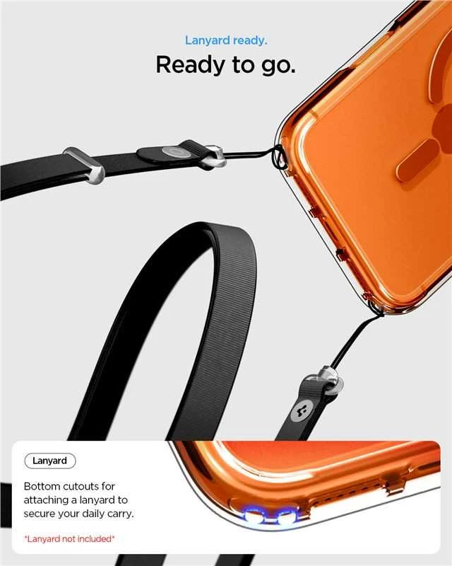 Dėklas „Spigen Ultra Hybrid MagSafe“, skaidrus oranžinis - iPhone 17 Pro
