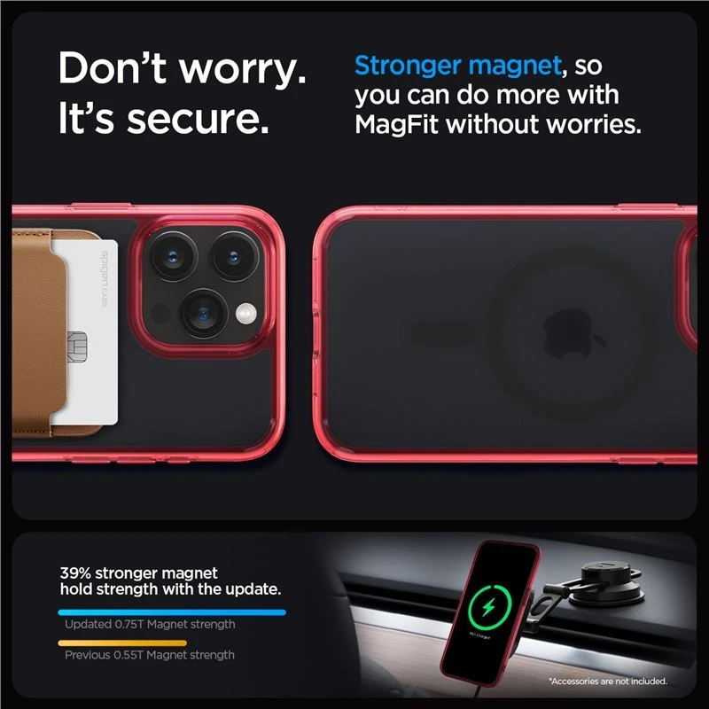 Spigen Ultra Hybrid (MagFit) dėklas skirtas Apple iPhone 15 Pro, spalva - Frost Deep Raudona