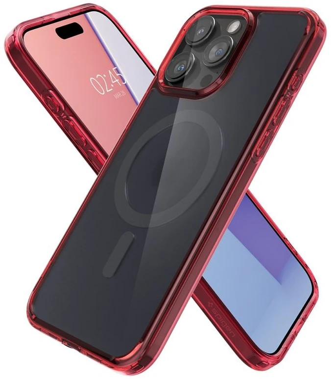 Spigen Ultra Hybrid (MagFit) dėklas skirtas Apple iPhone 15 Pro, spalva - Frost Deep Raudona