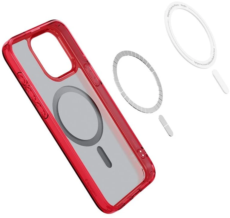 Spigen Ultra Hybrid (MagFit) dėklas skirtas Apple iPhone 15 Pro, spalva - Frost Deep Raudona