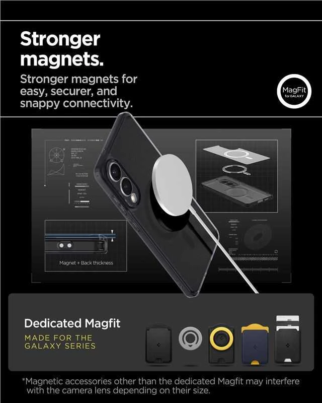 Spigen Ultra Hybrid Mag dėklas su MagSafe skirtas Samsung Galaxy S25 Edge – juodos spalvos Translucent