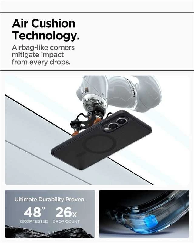 Spigen Ultra Hybrid Mag dėklas su MagSafe skirtas Samsung Galaxy S25 Edge – juodos spalvos Translucent