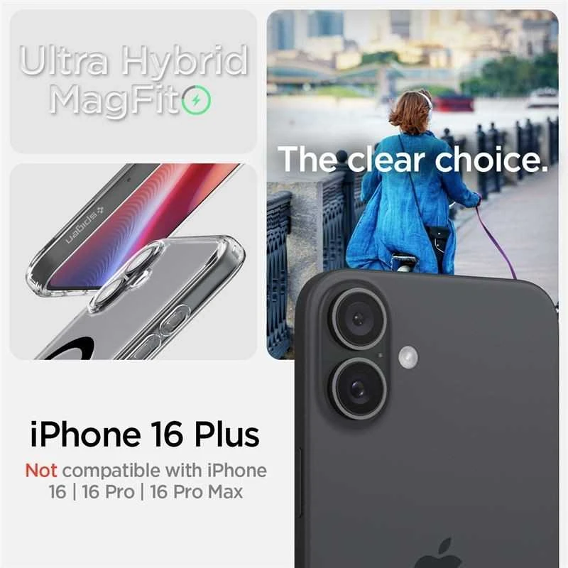Spigen dėklas ULTRA HYBRID MAG compatible su MagSafe skirtas Apple iPhone 16 Plus juodos spalvos