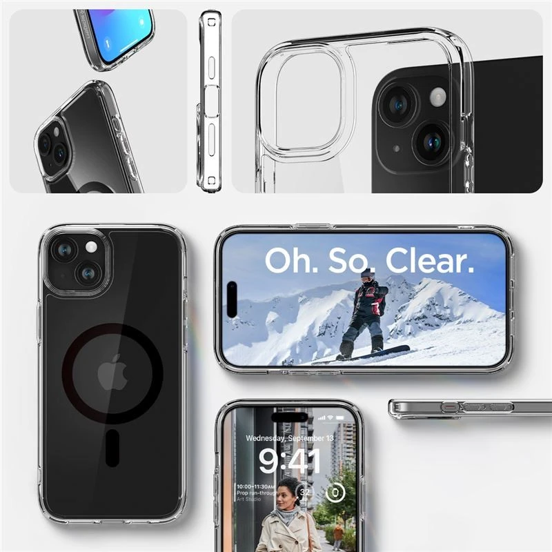 Spigen Ultra Hybrid (MagFit) dėklas skirtas Apple iPhone 15, Juodos spalvos