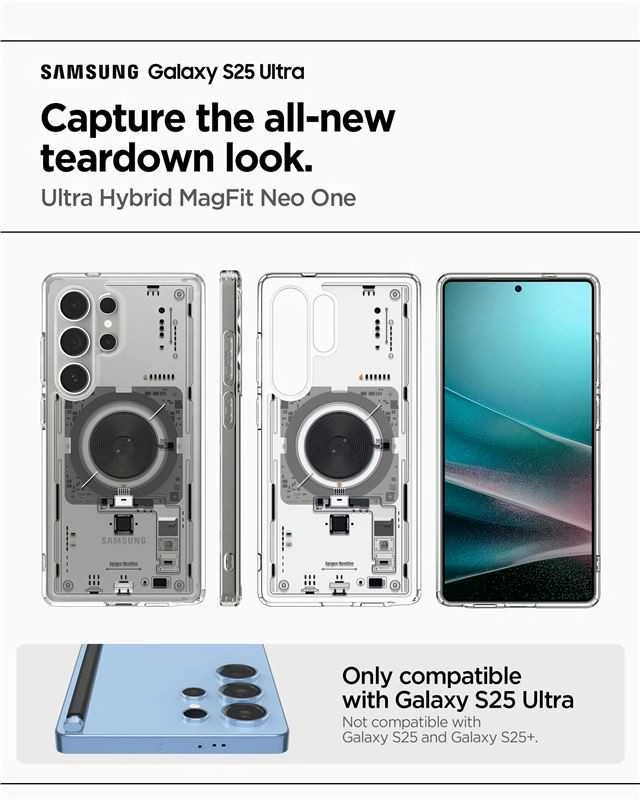 Spigen Ultra Hybrid Mag dėklas skirtas Samsung Galaxy S25 Ultra Neo One – skaidrus