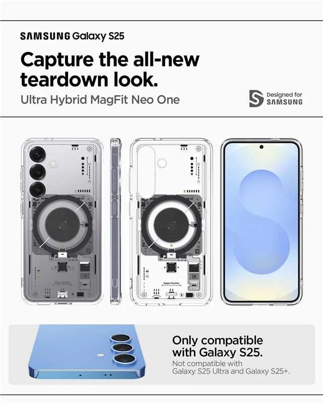 Spigen Ultra Hybrid Mag Dėklas skirtas Samsung Galaxy S25 Neo One – skaidrus