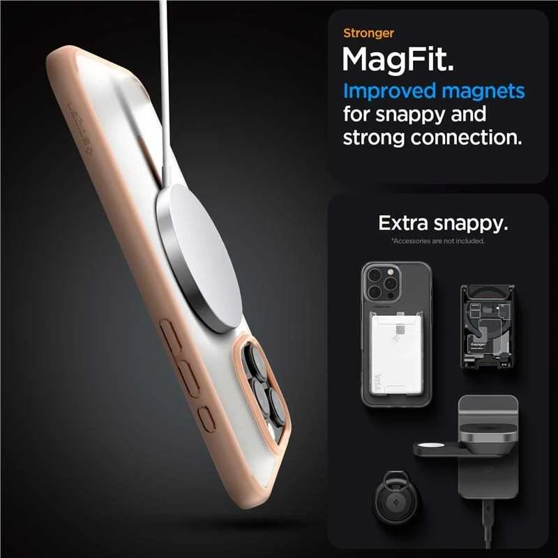 Dėklas Spigen „Ultra Hybrid MagSafe“, šerkšno rožinės spalvos titano spalvos – „iPhone 16 Pro Max“