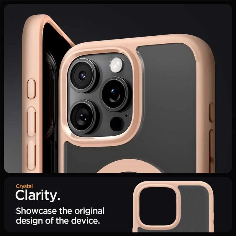 Dėklas Spigen „Ultra Hybrid MagSafe“, šerkšno rožinės spalvos titano spalvos – „iPhone 16 Pro Max“