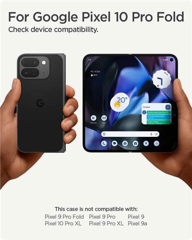 Dėklas Spigen „Ultra Hybrid MagSafe“, skaidriai baltas – „Google Pixel 10 Pro Fold“