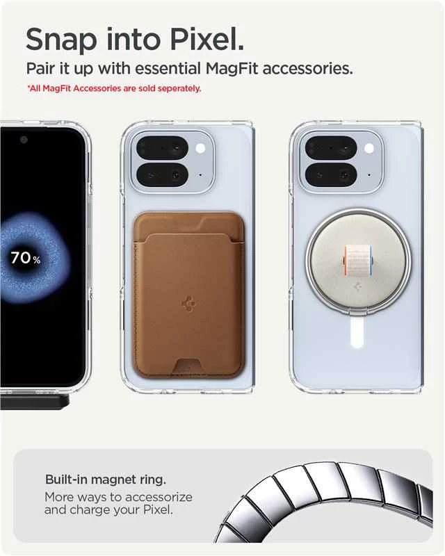 Dėklas Spigen „Ultra Hybrid MagSafe“, skaidriai baltas – „Google Pixel 10 Pro Fold“
