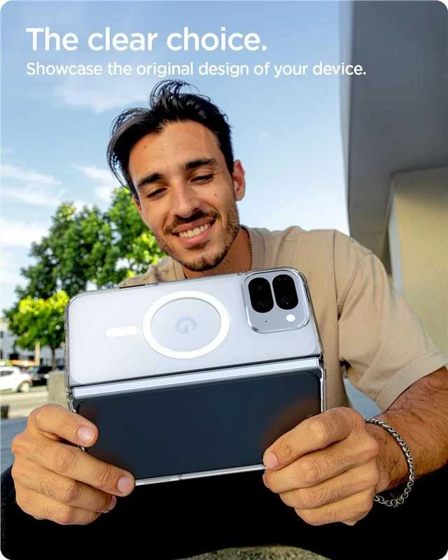 Dėklas Spigen „Ultra Hybrid MagSafe“, skaidriai baltas – „Google Pixel 10 Pro Fold“