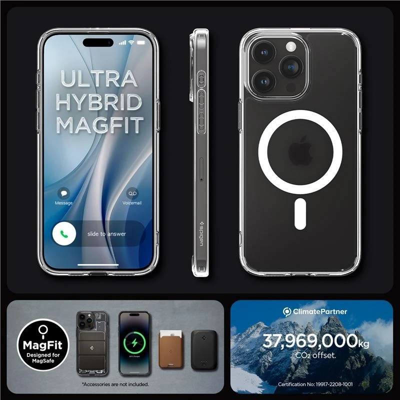 Spigen Ultra Hybrid (MagFit) dėklas skirtas Apple iPhone 15 Pro, spalva - Frost Clear
