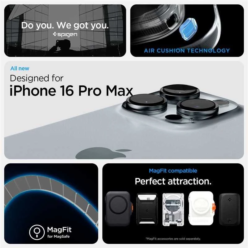 Dėklas „Spigen Ultra Hybrid MagSafe“, „Zero One“ baltos – „iPhone 16 Pro Max“