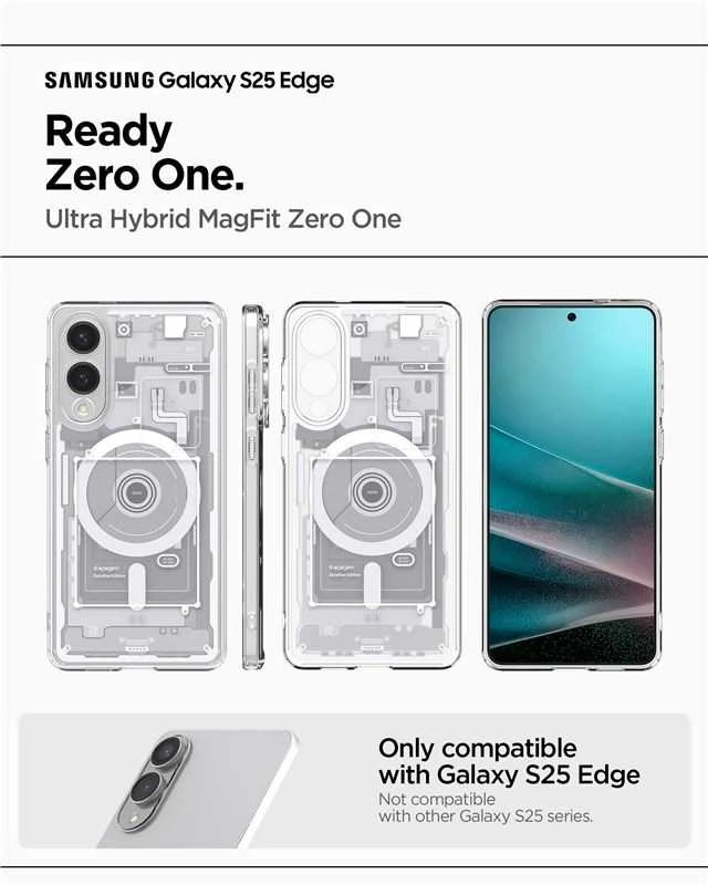 Spigen Ultra Hybrid Mag dėklas su MagSafe skirtas Samsung Galaxy S25 Edge su Print – baltos spalvos