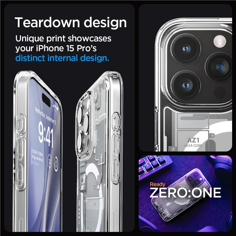 Spigen Ultra Hybrid Zero One (MagFit) dėklas skirtas Apple iPhone 15 Pro, spalva - Zero One White