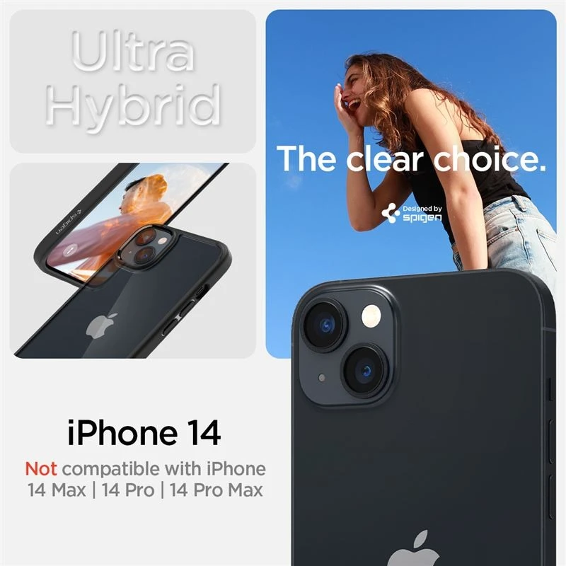 Spigen Ultra Hybrid dėklas skirtas Apple iPhone 14, spalva - Matte Black