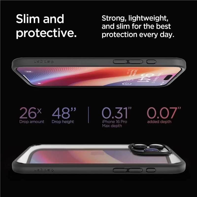 Spigen Ultra Hybrid Apple iPhone 16 Pro Max – dėklas telefonui juodos matinės spalvos