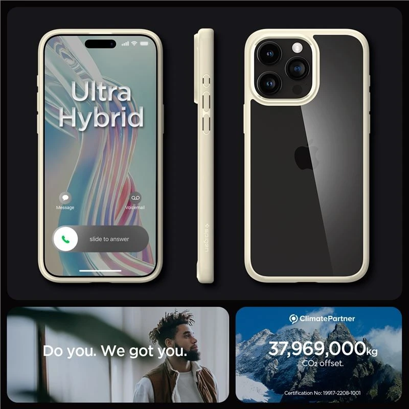 Dėklas Spigen Ultra Hybrid for iPhone 15 Pro Mute rusvai gelsvas