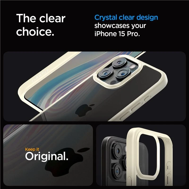 Dėklas Spigen Ultra Hybrid for iPhone 15 Pro Mute rusvai gelsvas