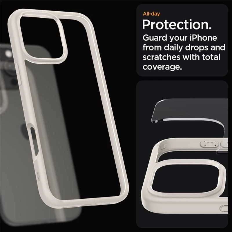 Dėklas „Spigen Ultra Hybrid“, natūralus titanas – „Apple iPhone 16 Pro“