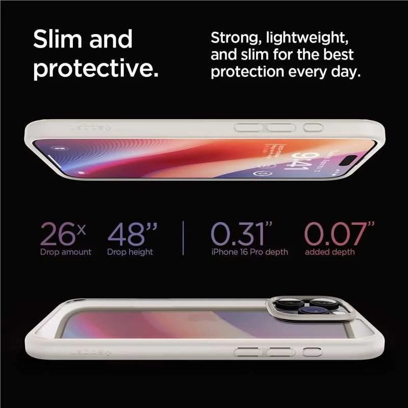 Dėklas „Spigen Ultra Hybrid“, natūralus titanas – „Apple iPhone 16 Pro“