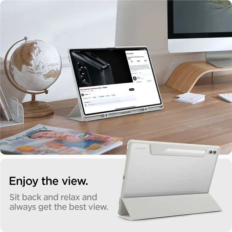 „Spigen Ultra Hybrid Pro“, pilkas – „Samsung Galaxy Tab S10/S9/S8 Ultra“