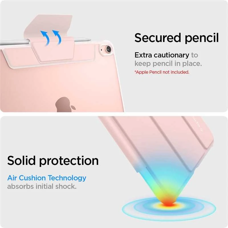 „Spigen Ultra Hybrid Pro“ dėklas, skirtas „Apple iPad Air 11 M3 2025 / M2 2024 / Apple iPad Air 10.9 5-4 kartos 2022-2020“, rožinio aukso spalvos