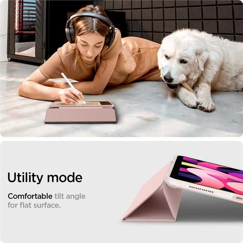 „Spigen Ultra Hybrid Pro“ dėklas, skirtas „Apple iPad Air 11 M3 2025 / M2 2024 / Apple iPad Air 10.9 5-4 kartos 2022-2020“, rožinio aukso spalvos
