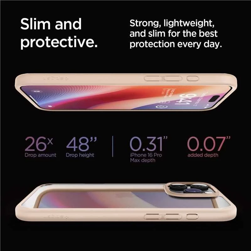 Dėklas Spigen Ultra Hybrid, rožinio titano spalvos - iPhone 16 Pro Max