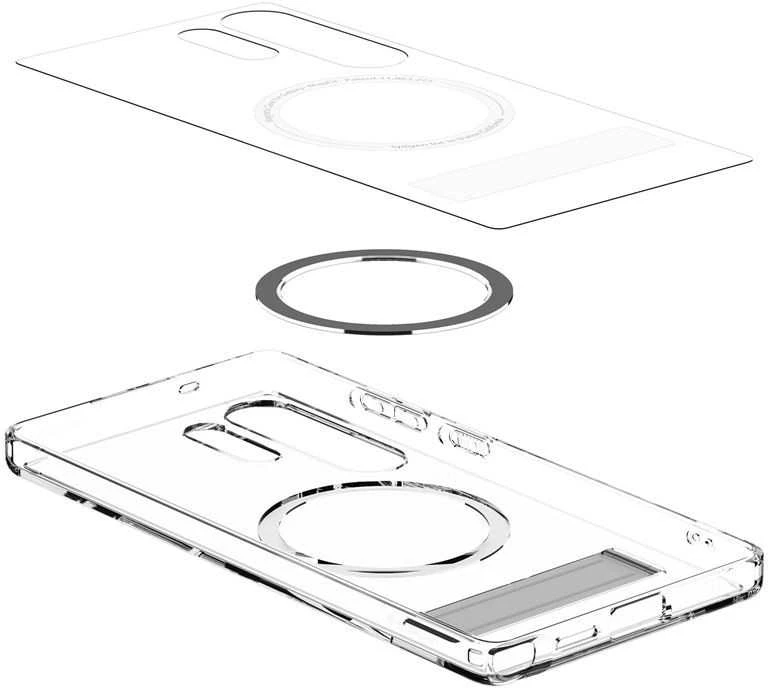 Dėklas Spigen Ultra Hybrid S MagSafe, skaidrus baltas - Samsung Galaxy S25 Ultra