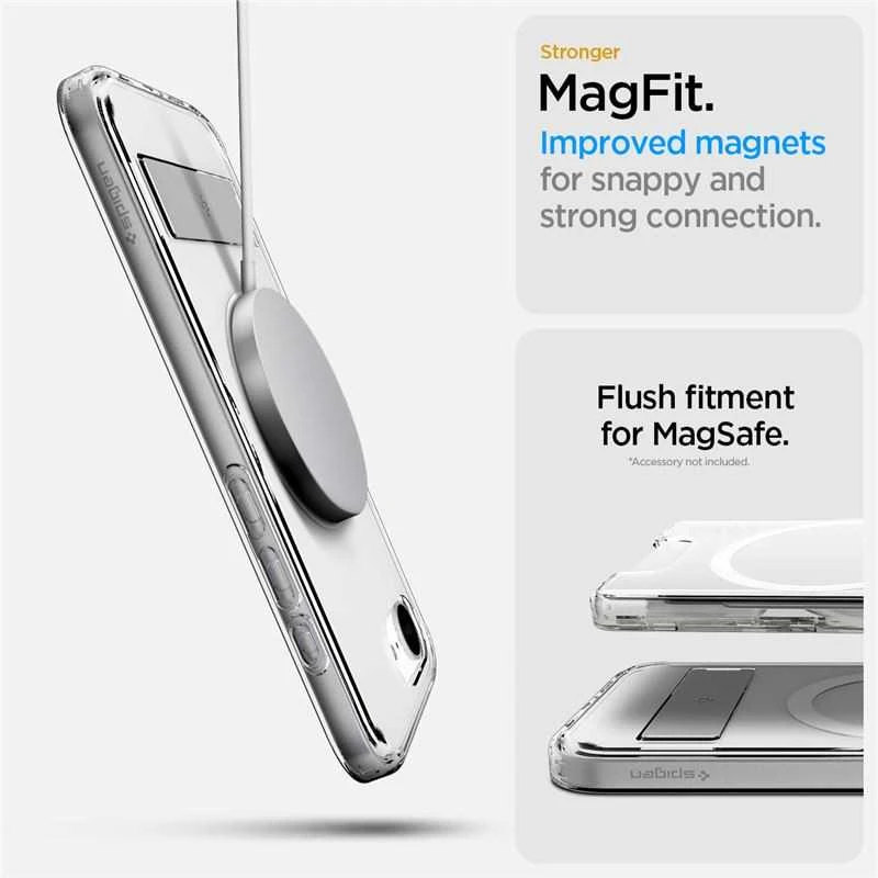 Dėklas Spigen Ultra Hybrid S MagSafe, skaidrus baltas - iPhone 16e