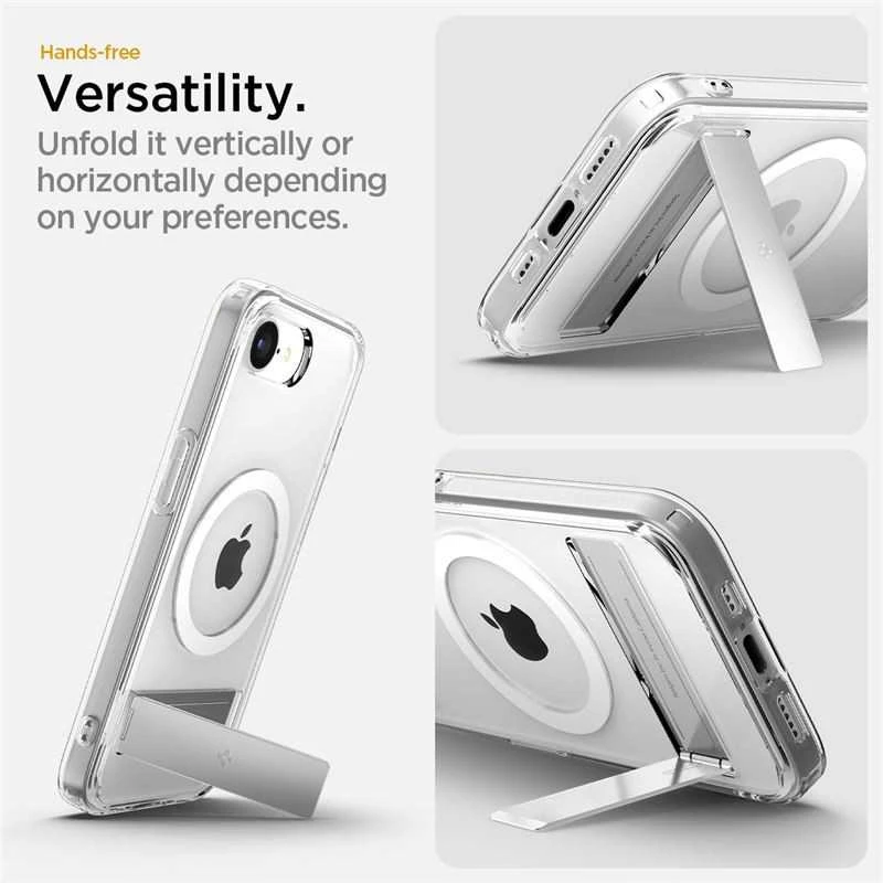 Dėklas Spigen Ultra Hybrid S MagSafe, skaidrus baltas - iPhone 16e