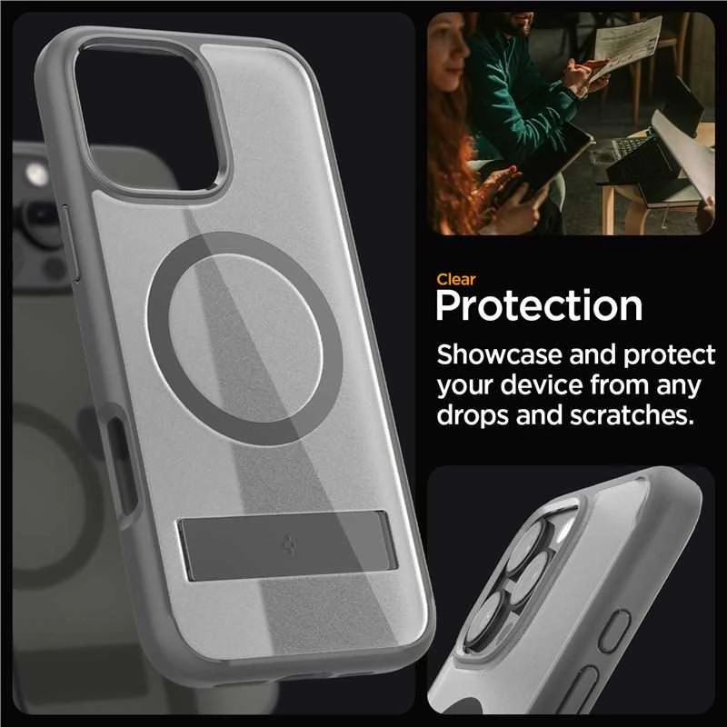 Dėklas Spigen Ultra Hybrid S MagSafe, frost pilka - iPhone 16 Pro
