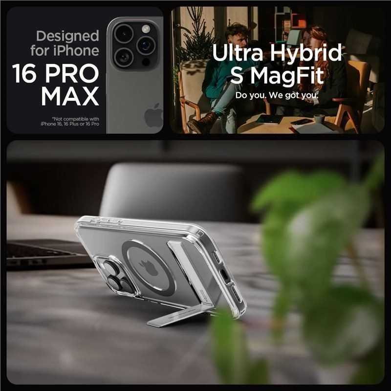 Dėklas Spigen Ultra Hybrid S MagSafe, grafito spalvos - iPhone 16 Pro Max