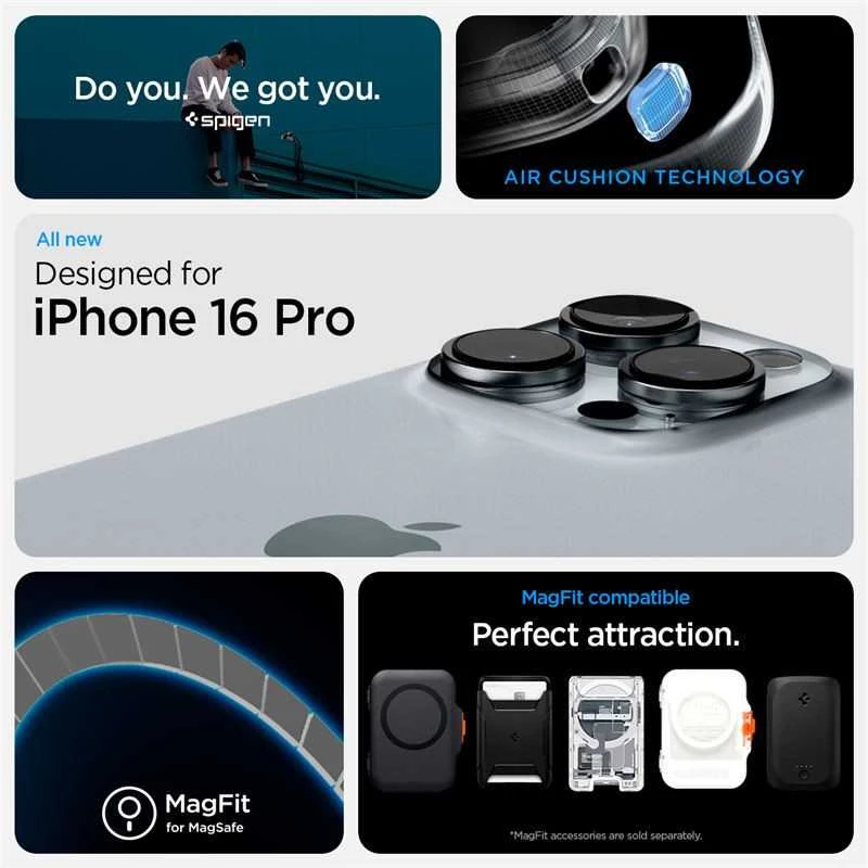 Apple iPhone 16 Pro Spigen Ultra Hybrid „T” Mag MagSafe dėklas telefonui baltos spalvos