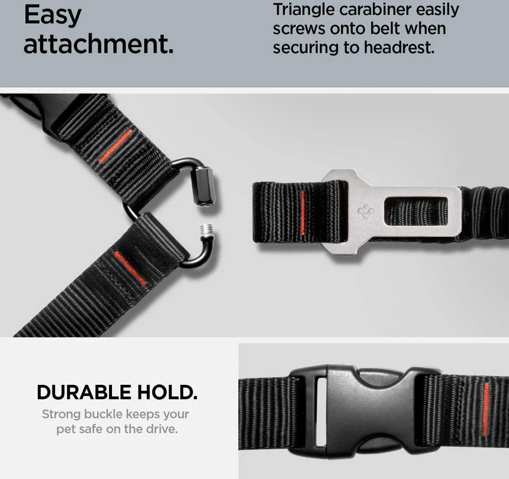 Spigen PS100 Universal Car Seat Belt Holder for pets juodos spalvos