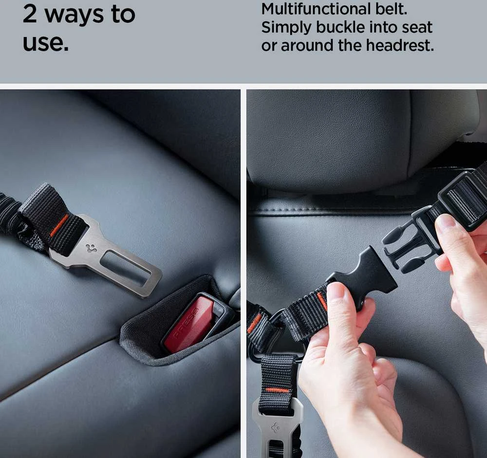 Spigen PS100 Universal Car Seat Belt Holder for pets juodos spalvos