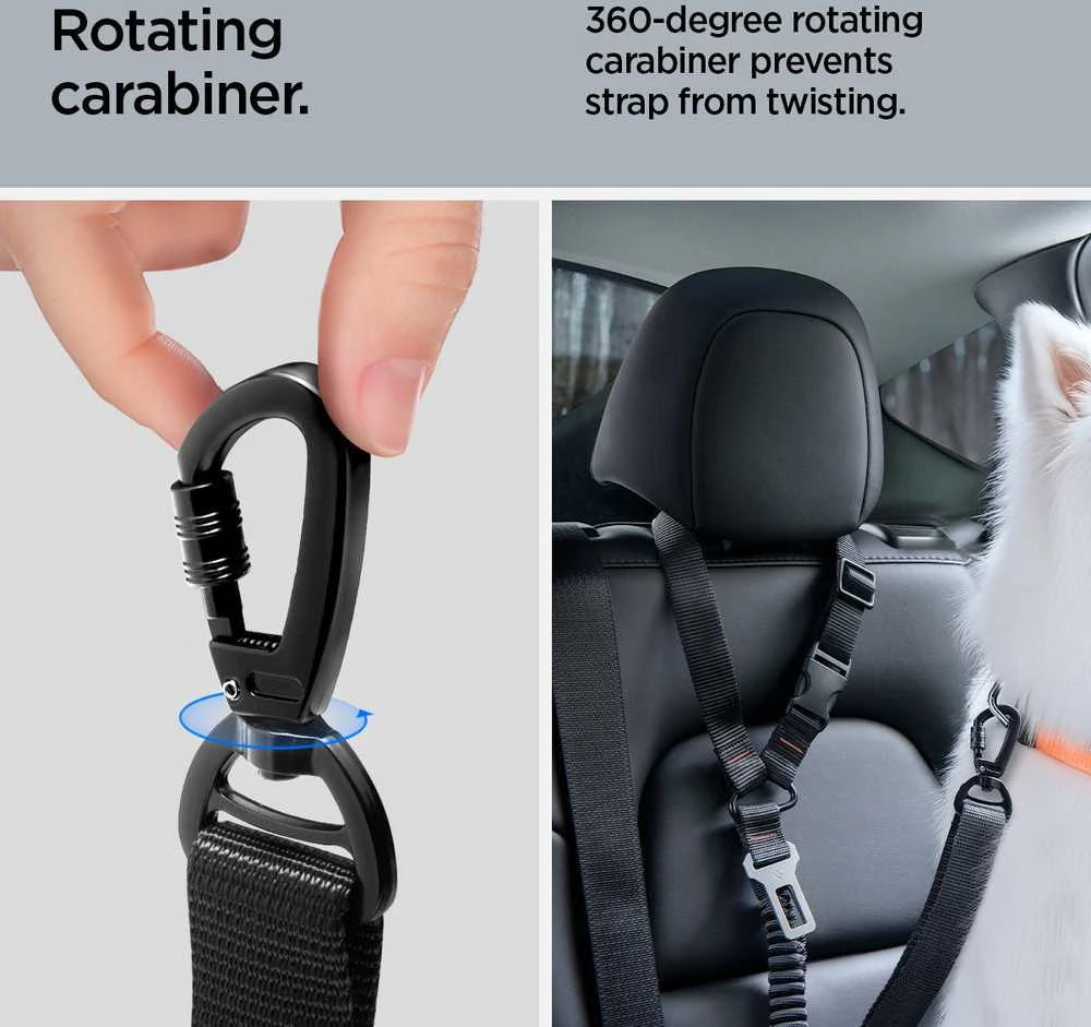 Spigen PS100 Universal Car Seat Belt Holder for pets juodos spalvos