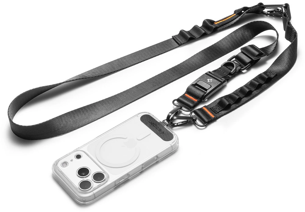 Spigen DA30M Universal Lanyard Strap Crossbody juodos spalvos