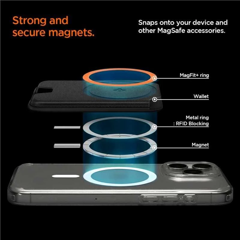 Dėklas Spigen Valentinus MagSafe Wallet 3 Card, juodas