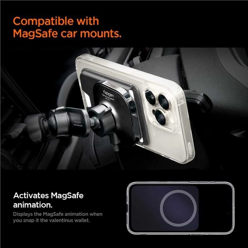 Dėklas Spigen Valentinus MagSafe Wallet 3 Card, juodas
