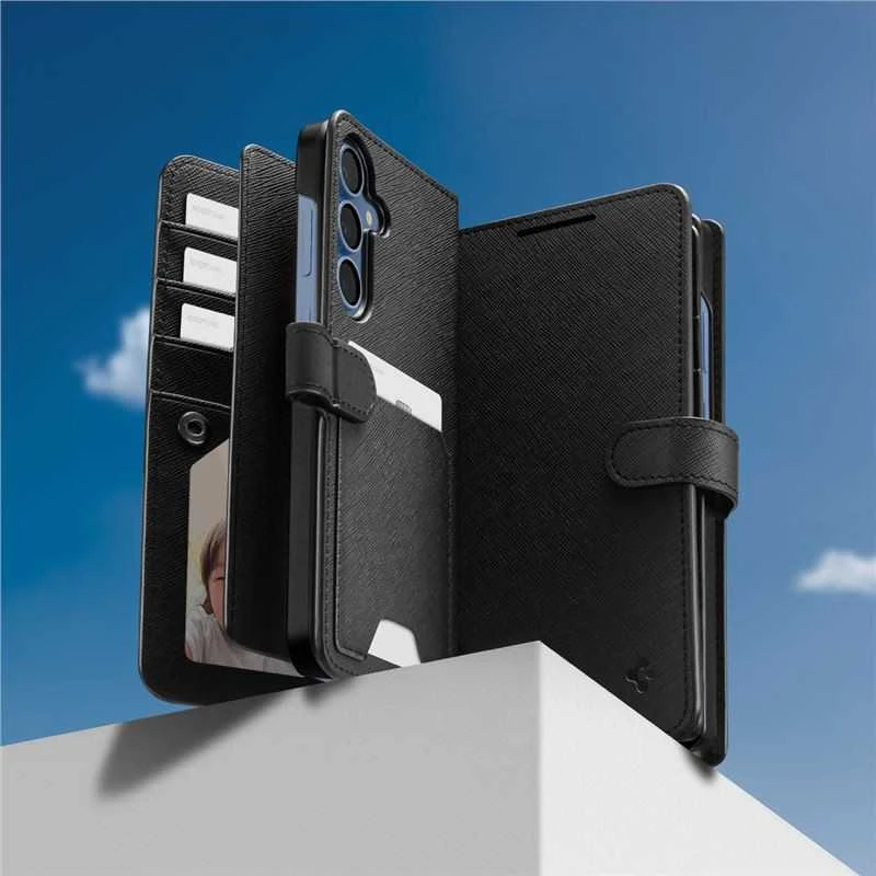 Spigen Wallet "S" Samsung Galaxy S25 Plus – dėklas telefonui juodos spalvos