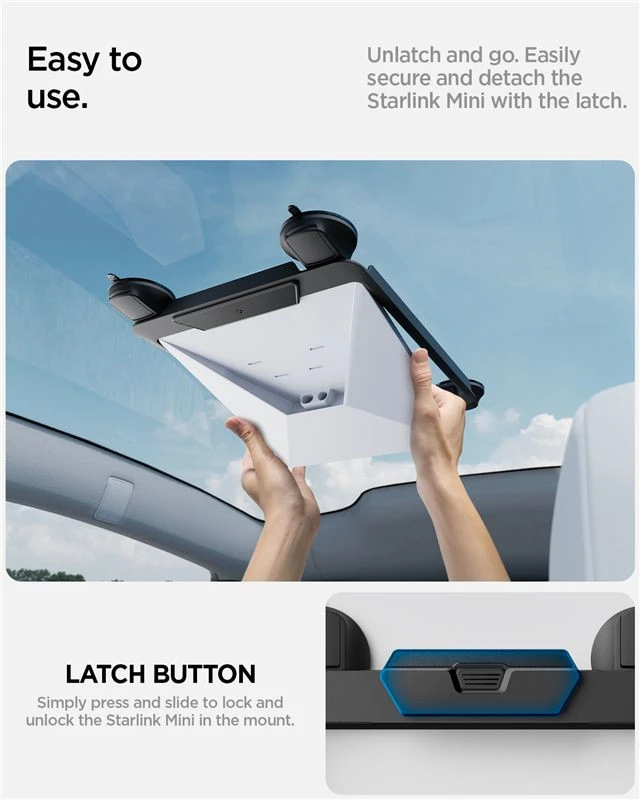 Spigen automobilio lango laikiklis STL100, juodas - Starlink Mini