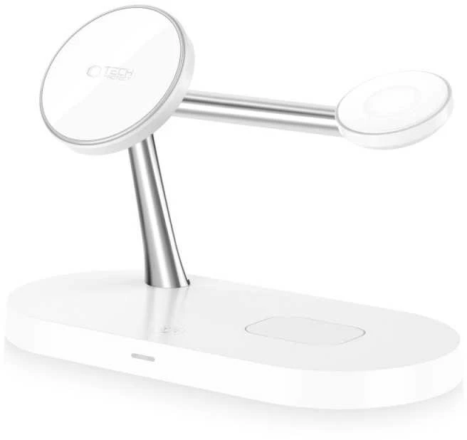 Belaidis įkroviklis 3in1 MagSafe Quick Charge Tech-Protect A12 baltos spalvos