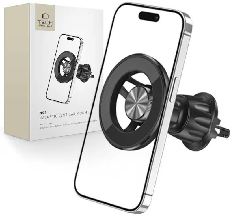 Tech-Protect N54 automobilinis telefono laikiklis su MagSafe oro grotelėms – juodos spalvos