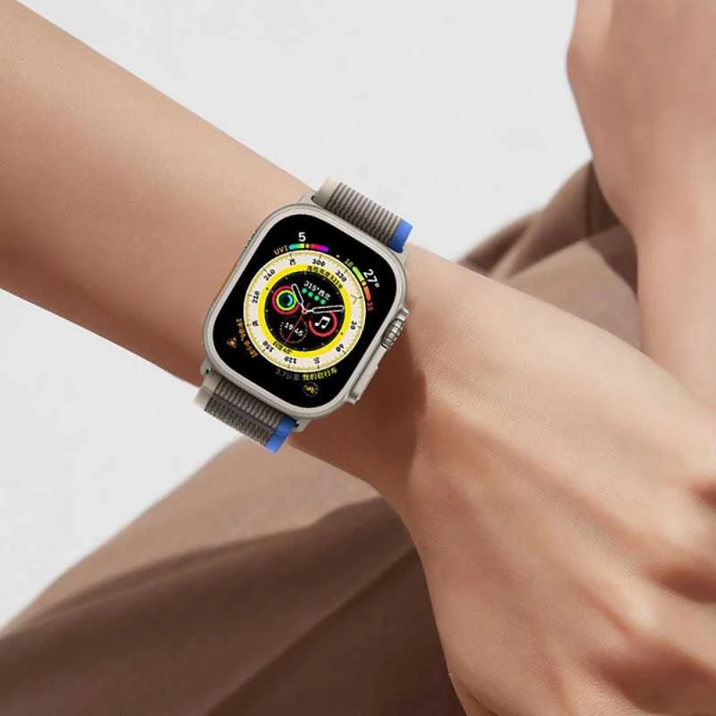 Tech Protect Išmaniojo laikrodžio Apple 4/5/6/7/8/SE/ULTRA nailoninis dirželis, Juodos spalvos, 42/44/45/49mm