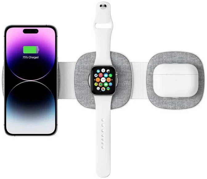 Belaidis magnetinis įkroviklis MagSafe 15W 3in1 iPhone + Apple Watch + AirPods Tech-Protect QI15W-A32 pilkos spalvos